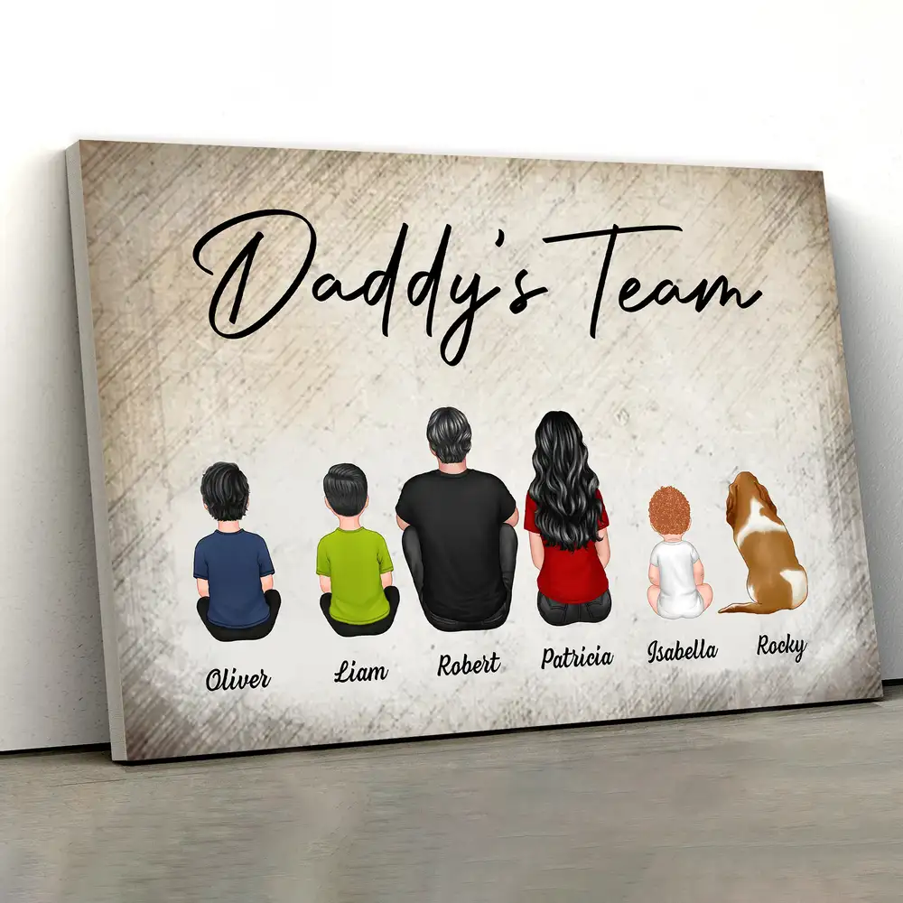 "Daddy's Team" – Personalized Father's Day Poster with Custom Family Artwork – Gift for Dad - Image 4