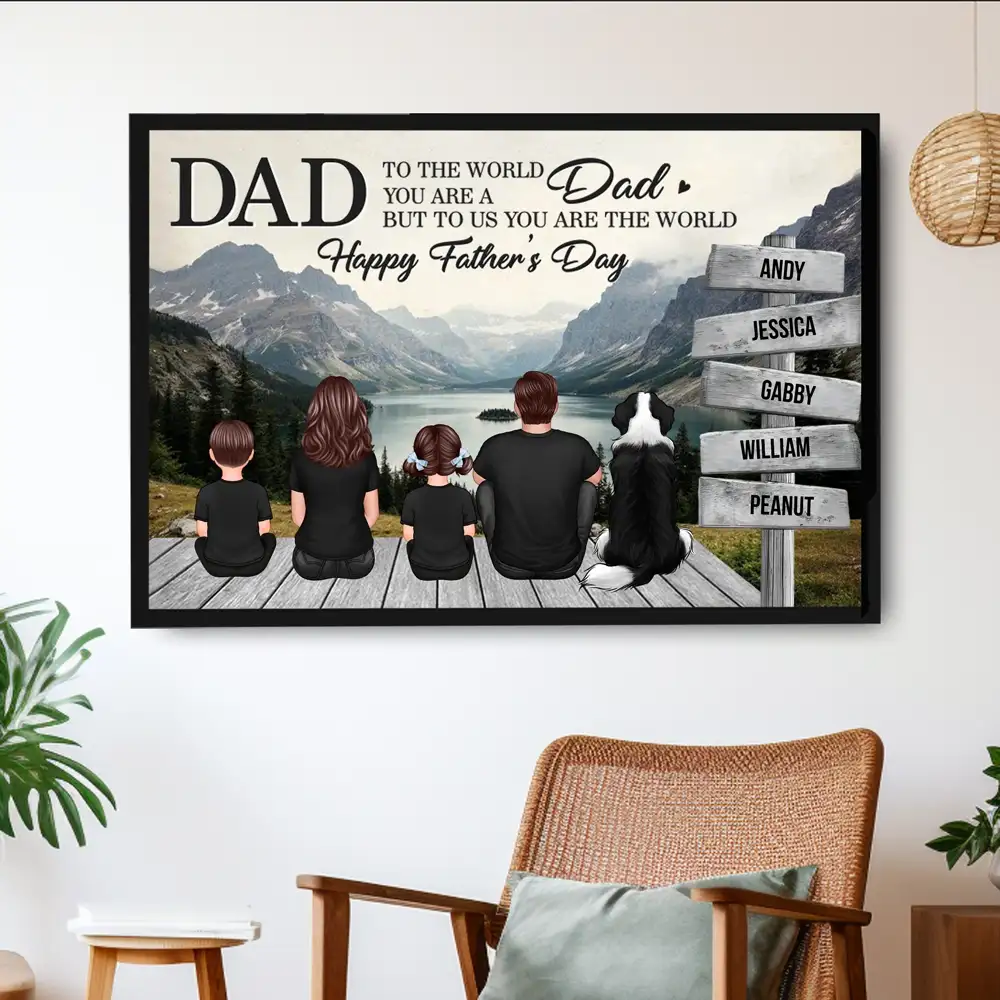 “Dad, You Are the World” Mountain Poster – Personalized Father’s Day Gift - Image 2