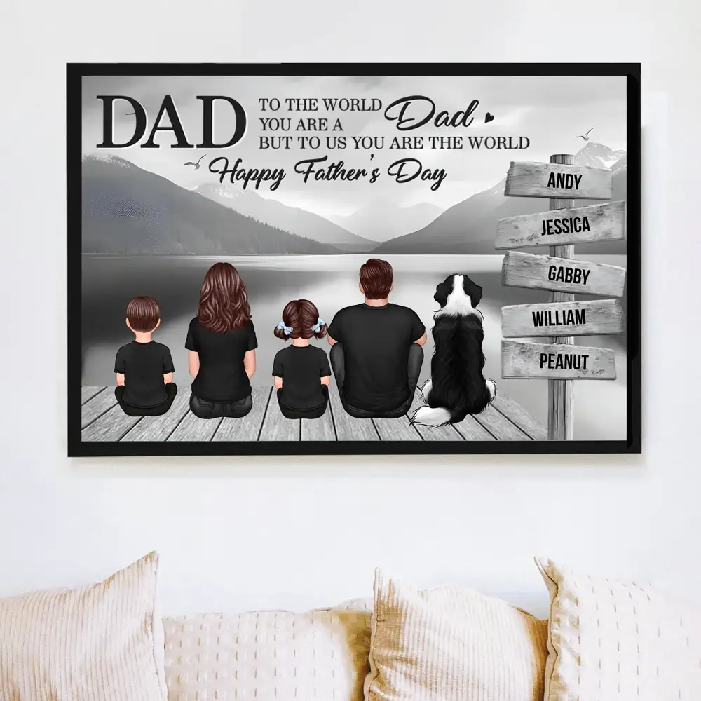 “Dad, You Are the World” Mountain Poster – Personalized Father’s Day Gift - Image 4