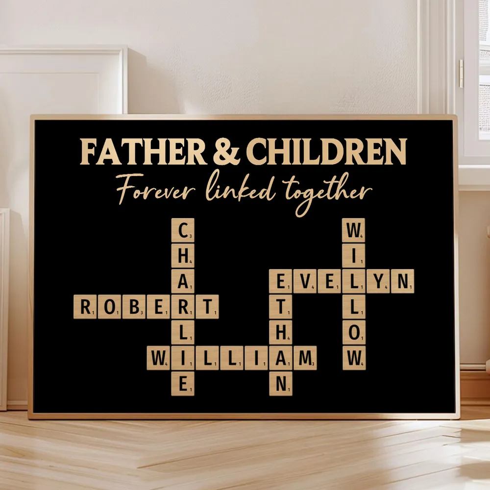 Forever Linked Together – Custom Crossword Poster for Father and Children – Creative Family Gift for Father’s Day - Image 9