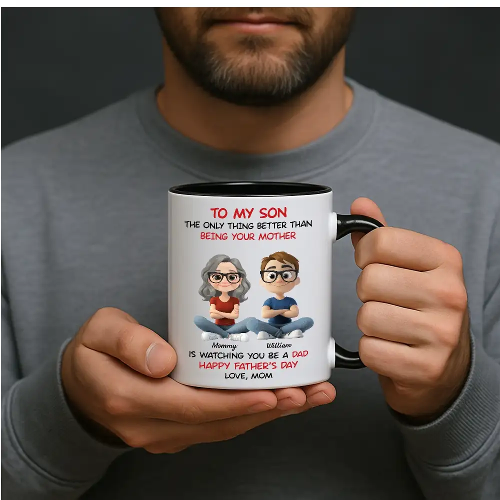 “To My Son” – Mom’s Quote “Watching You Be a Dad” with Custom Cartoon Characters - Image 2