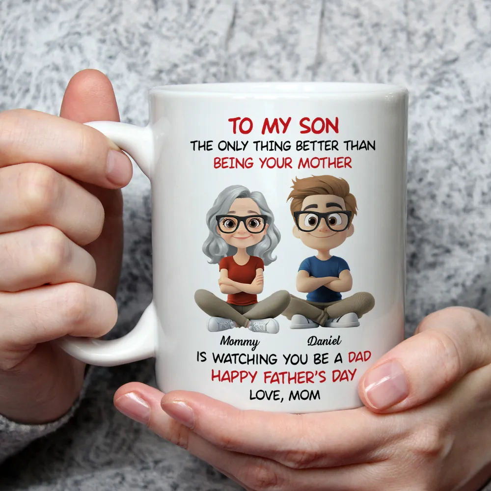 “To My Son” – Mom’s Quote “Watching You Be a Dad” with Custom Cartoon Characters - Image 9