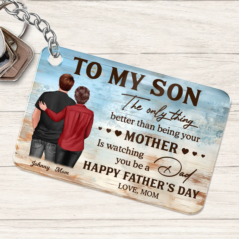 To My Son from Mom – Personalized Father’s Day Keychain, Heartfelt Wall Art Gift for Son, Emotional Gift for New Dad - Image 3