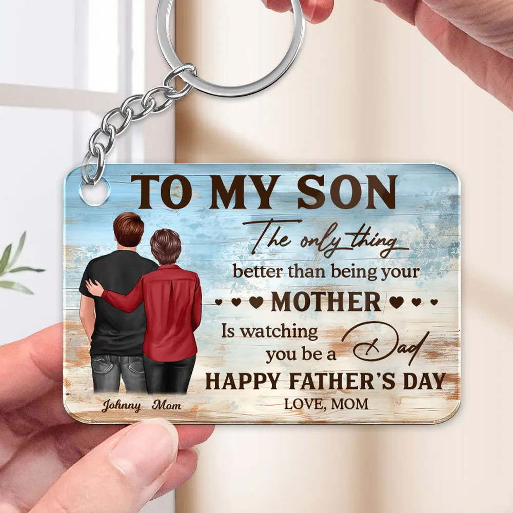 To My Son from Mom – Personalized Father’s Day Keychain, Heartfelt Wall Art Gift for Son, Emotional Gift for New Dad - Image 5