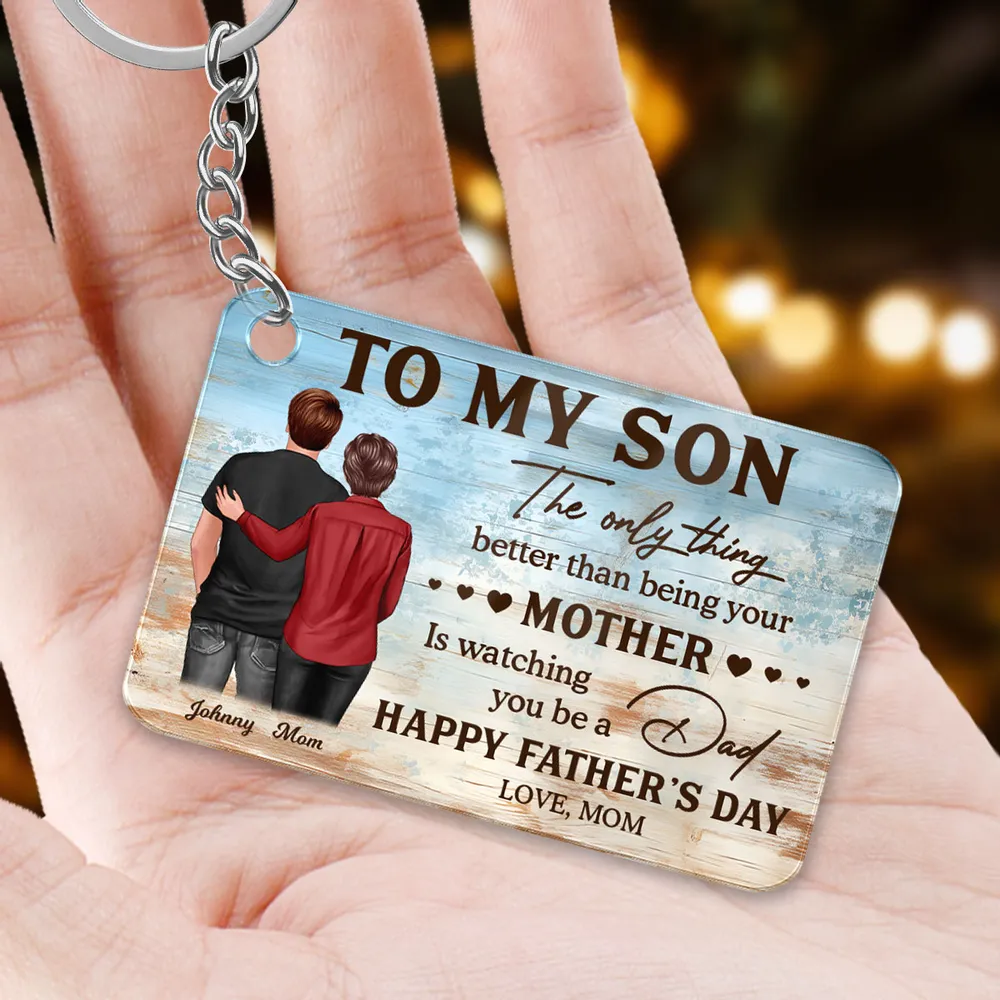 To My Son from Mom – Personalized Father’s Day Keychain, Heartfelt Wall Art Gift for Son, Emotional Gift for New Dad - Image 6