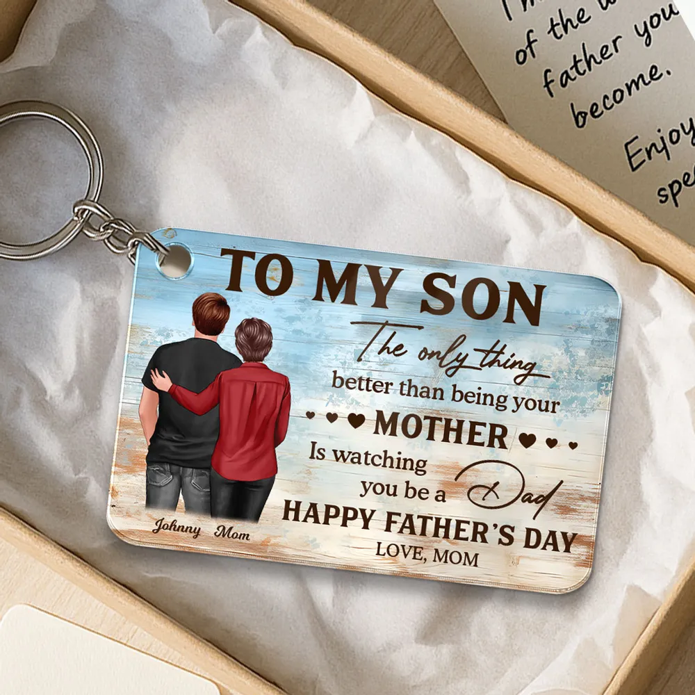 To My Son from Mom – Personalized Father’s Day Keychain, Heartfelt Wall Art Gift for Son, Emotional Gift for New Dad - Image 7