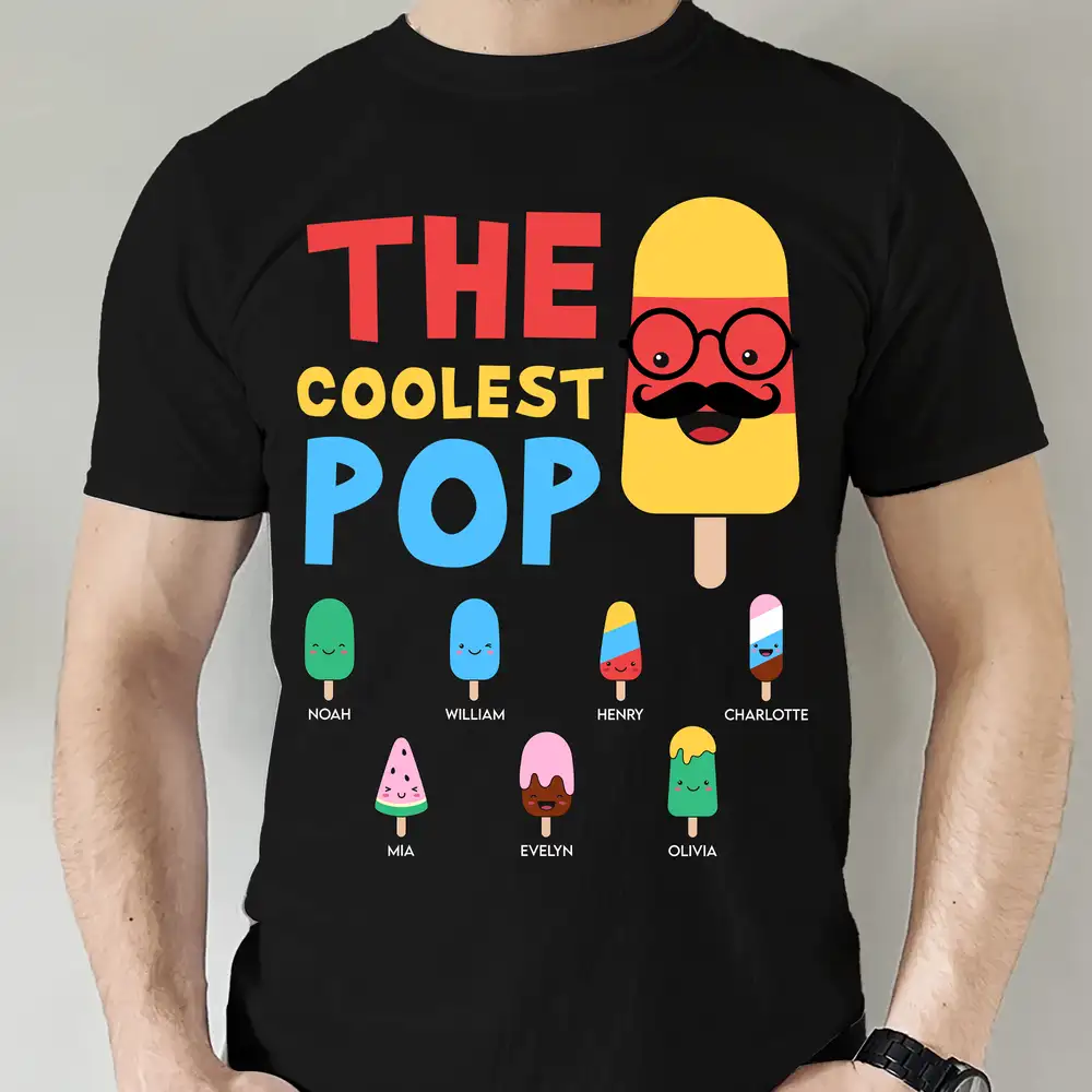 “The Coolest Pop” Classic Tee – Funny Personalized Father’s Day Shirt from Kids with Ice Cream Characters