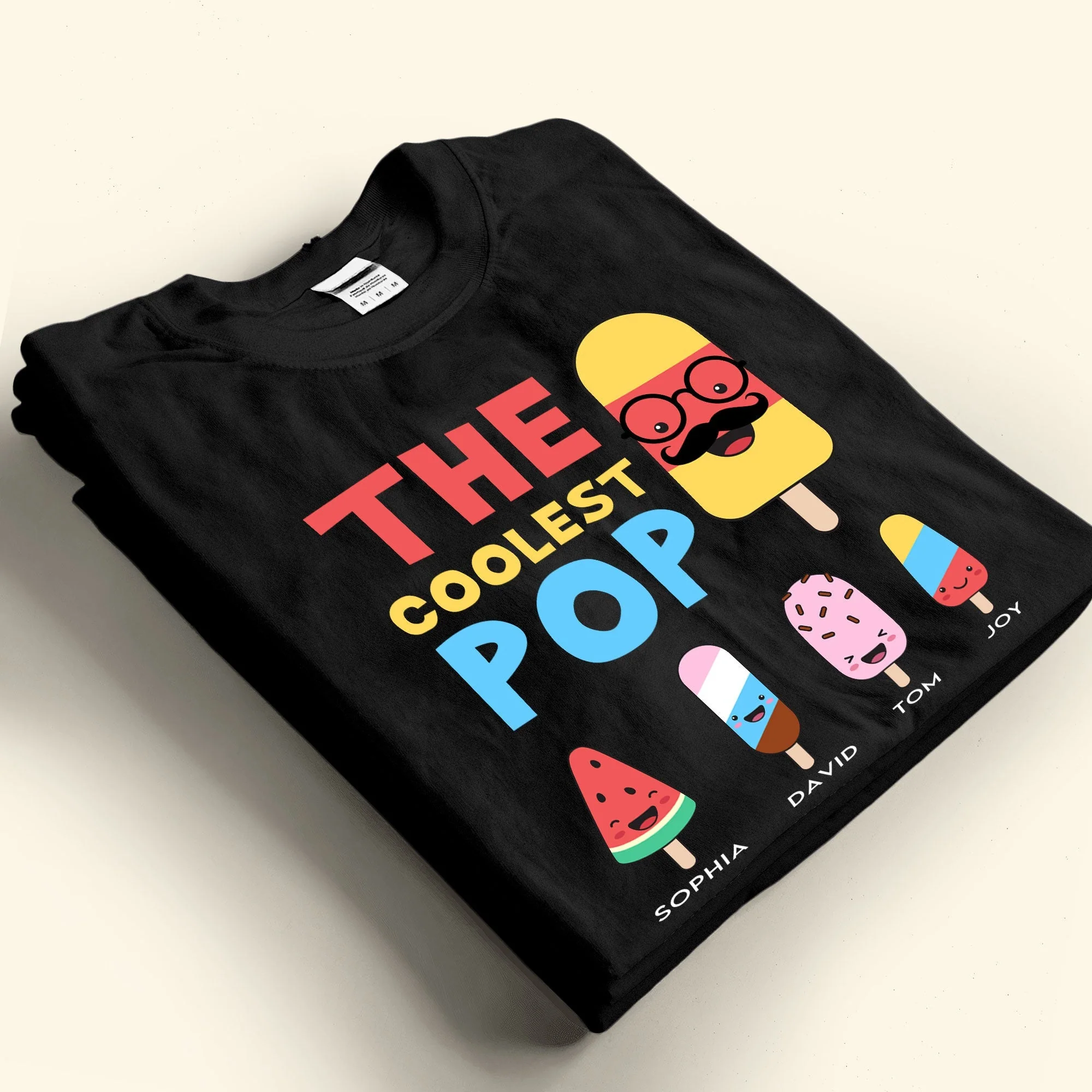 “The Coolest Pop” Classic Tee – Funny Personalized Father’s Day Shirt from Kids with Ice Cream Characters - Image 6