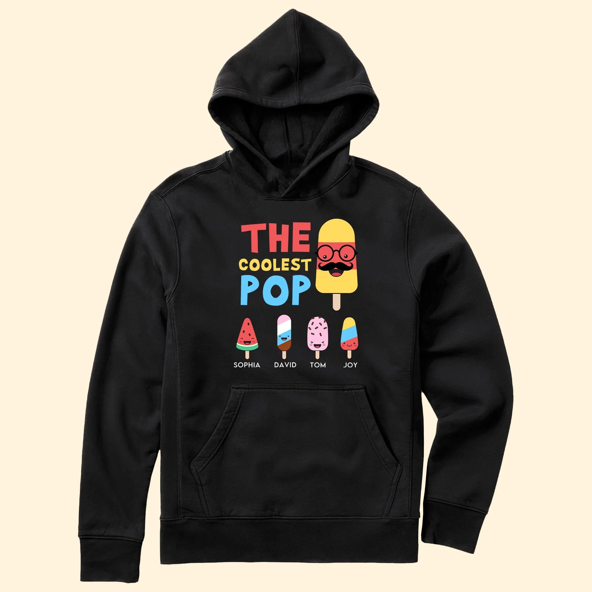 “The Coolest Pop” Classic Tee – Funny Personalized Father’s Day Shirt from Kids with Ice Cream Characters - Image 8