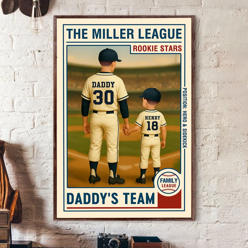 “Daddy’s Team” Custom Baseball-Themed Poster with Frame – Personalized Father's Day Gift for Dad - Image 10