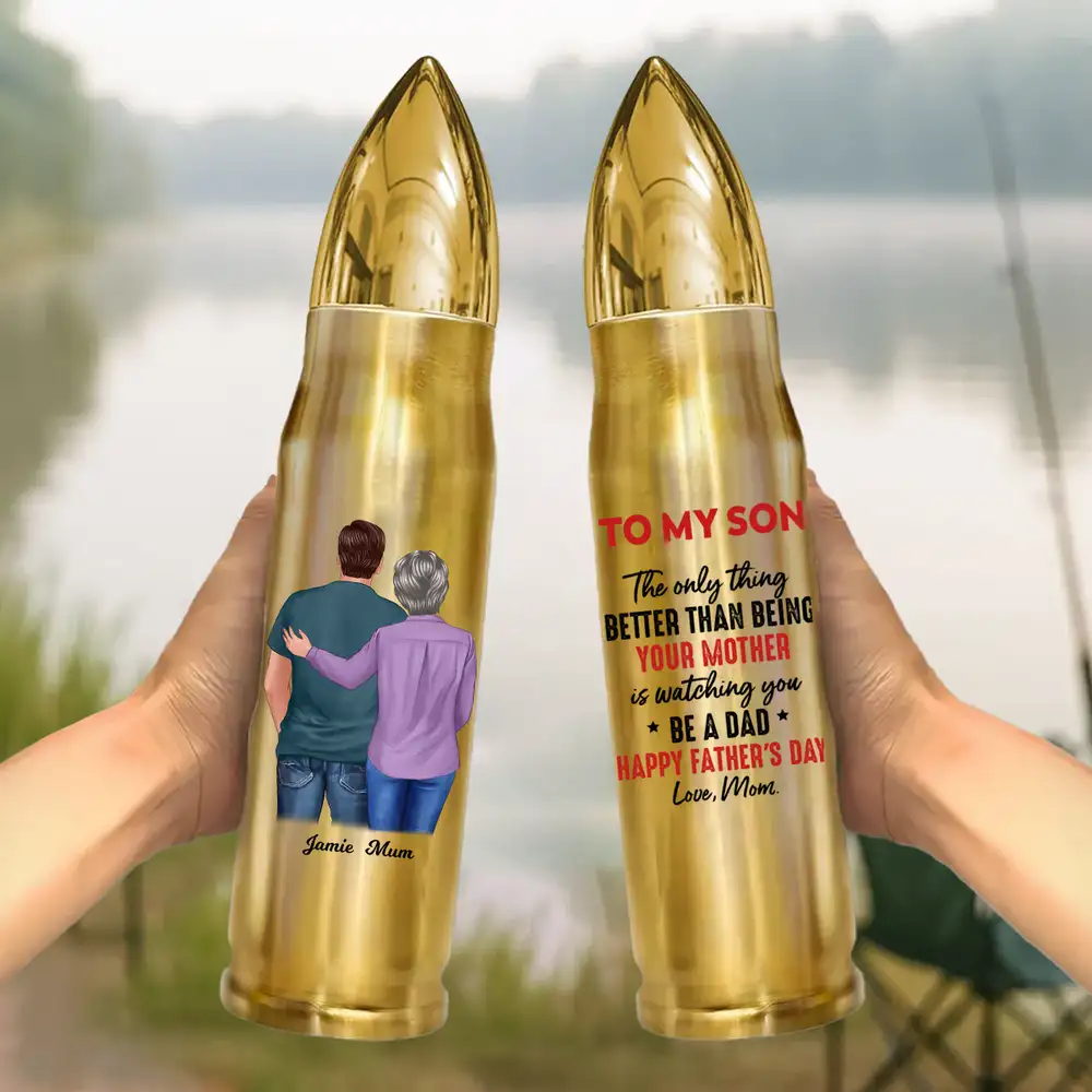 Personalized Bullet Tumbler – Mom’s Quote “Watching You Be a Dad,” Father’s Day Gift for Son - Image 2