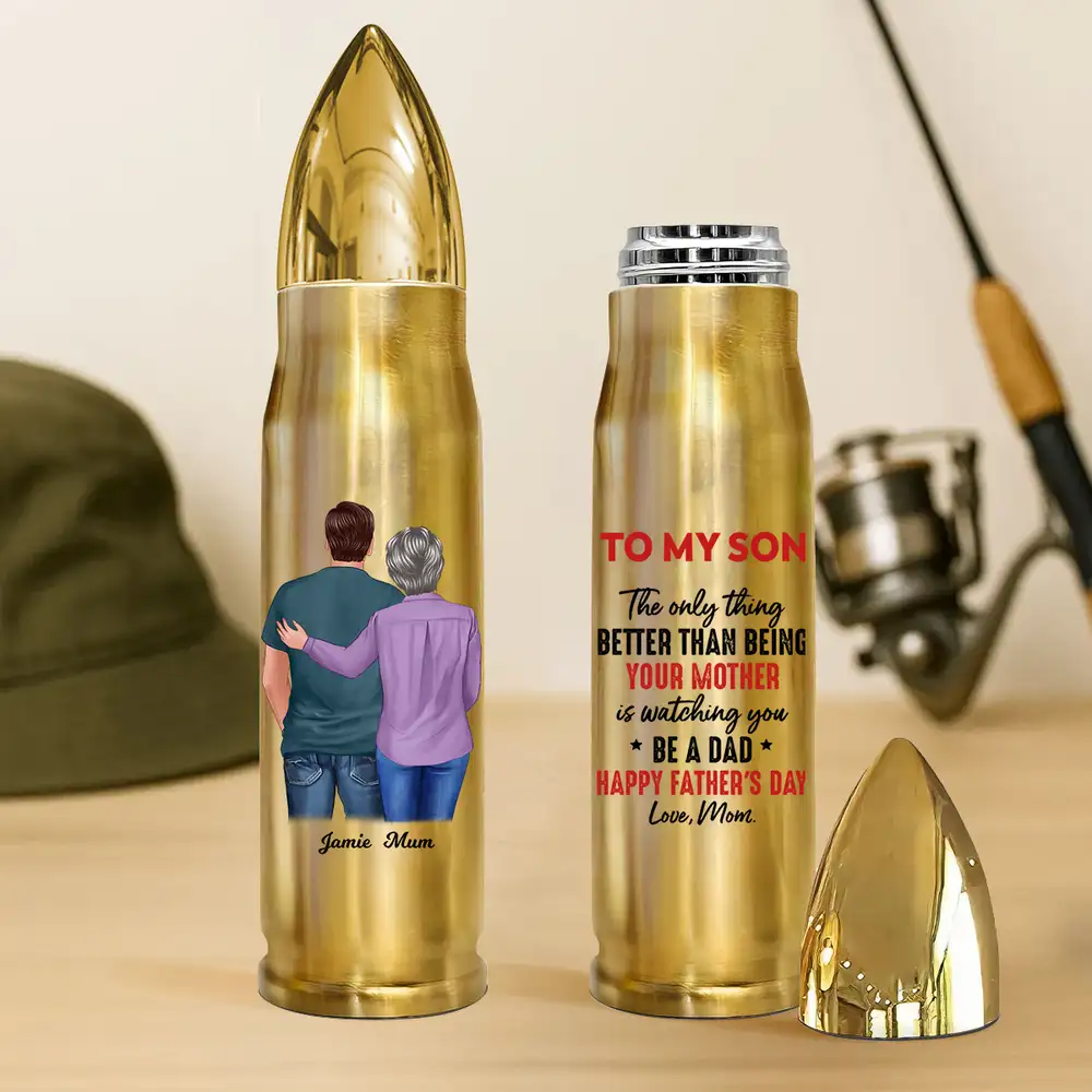 Personalized Bullet Tumbler – Mom’s Quote “Watching You Be a Dad,” Father’s Day Gift for Son - Image 3