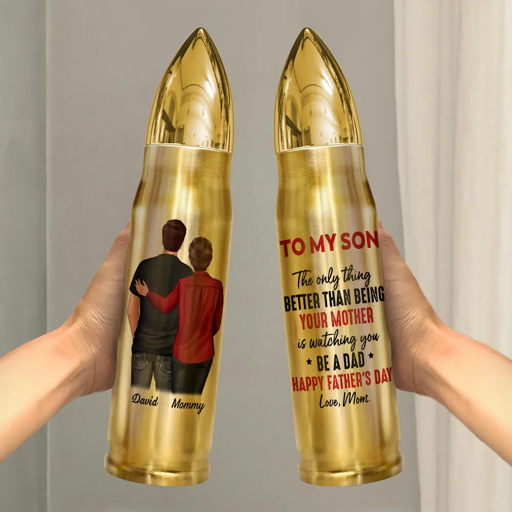 Personalized Bullet Tumbler – Mom’s Quote “Watching You Be a Dad,” Father’s Day Gift for Son - Image 5