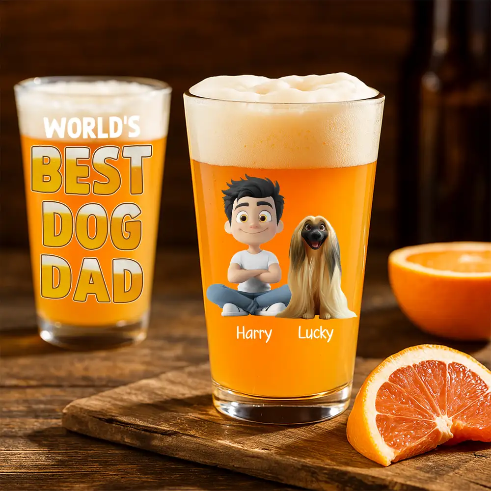 World's Best Dog Dad - Custom Beer Glass for Dog Dad – Perfect Gift for Dog Dads on Father’s Day or Birthdays - Image 3