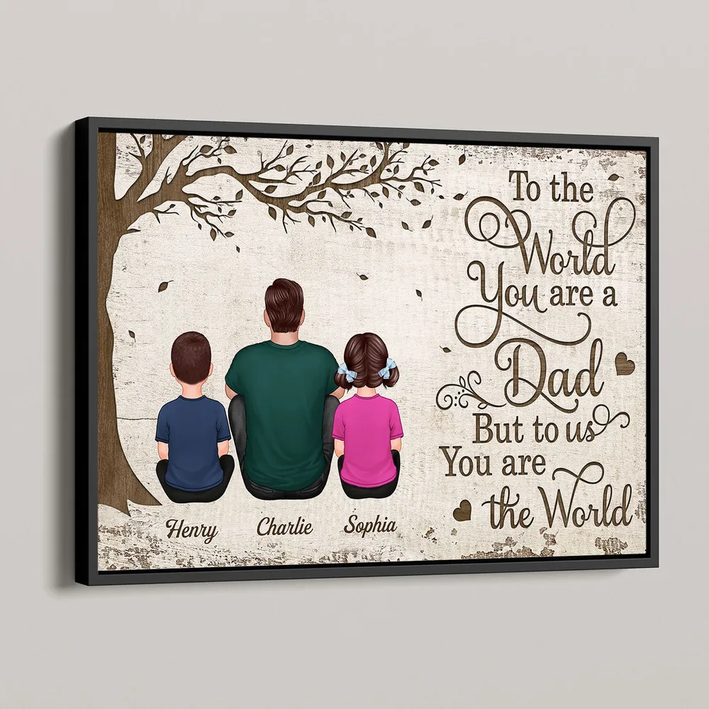 “To the World You Are a Dad” Custom Father’s Day Poster – Personalized Names & Family Illustration - Image 3