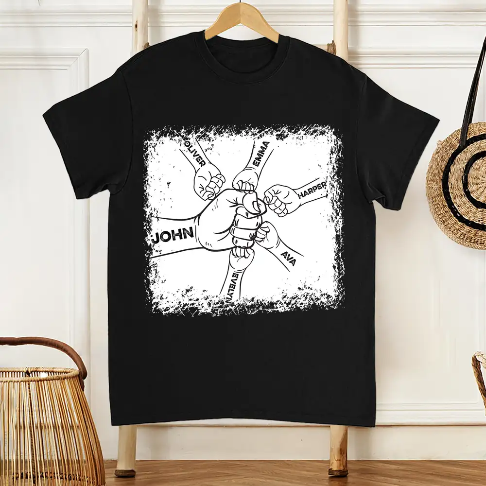 Custom Classic Tee – Father’s Day Gift with Hand Fist Design and Personalization - Image 3