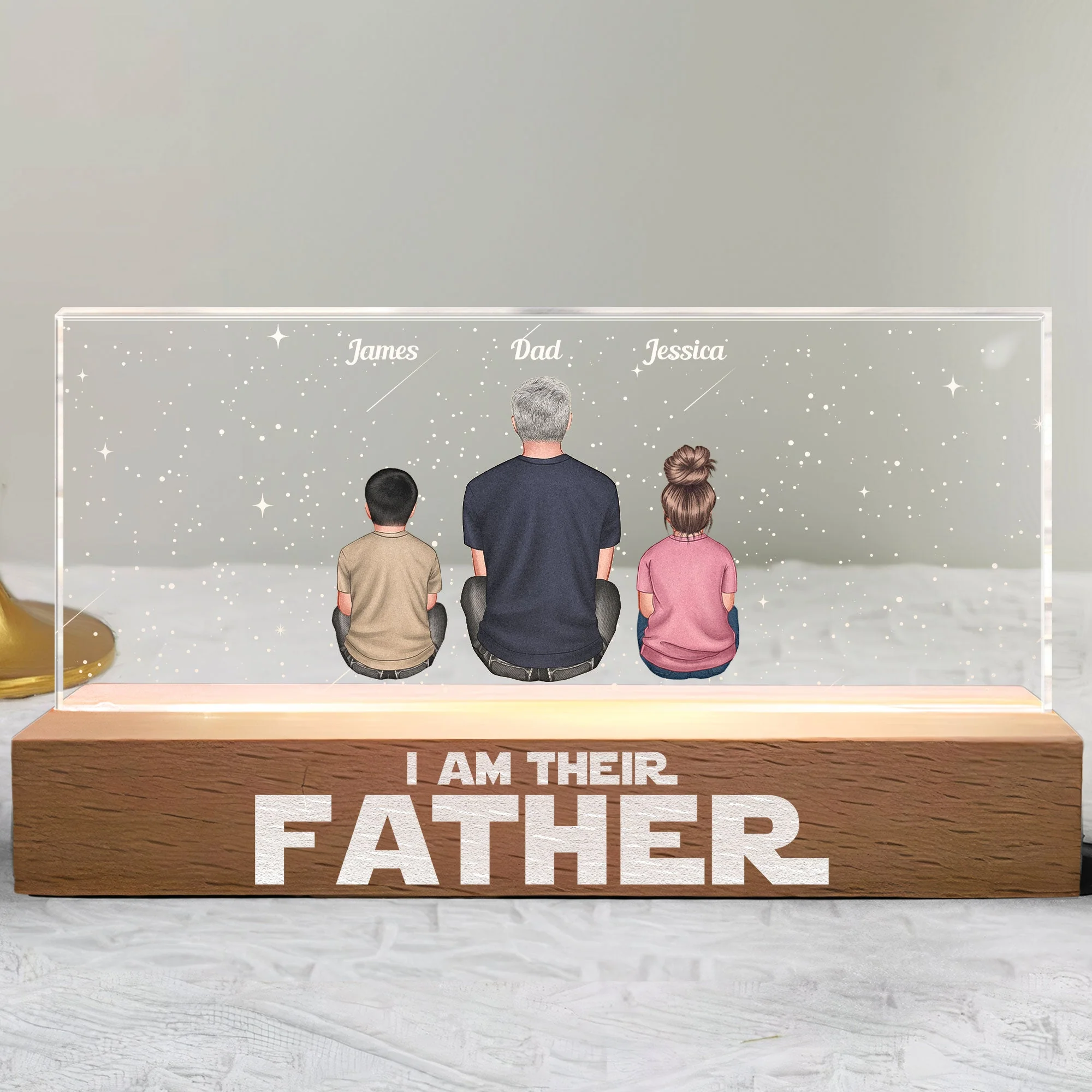 "I Am Their Father" Block LED Light Plaque – Personalized Star-Themed Father’s Day Gift for Dad - Image 8