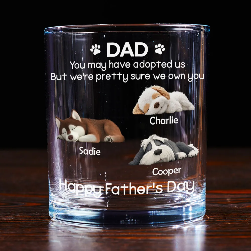 Custom Whiskey Glass – Sleeping Dogs & Names – Happy Father’s Day Gift for Dog-Loving Husband - Image 9