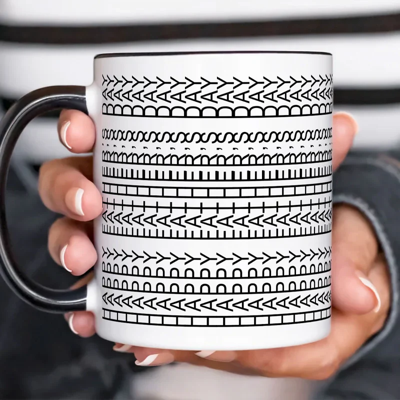 Creative Father’s Day Mug – Abstract Text Pattern Design in White Ceramic Style - Image 10