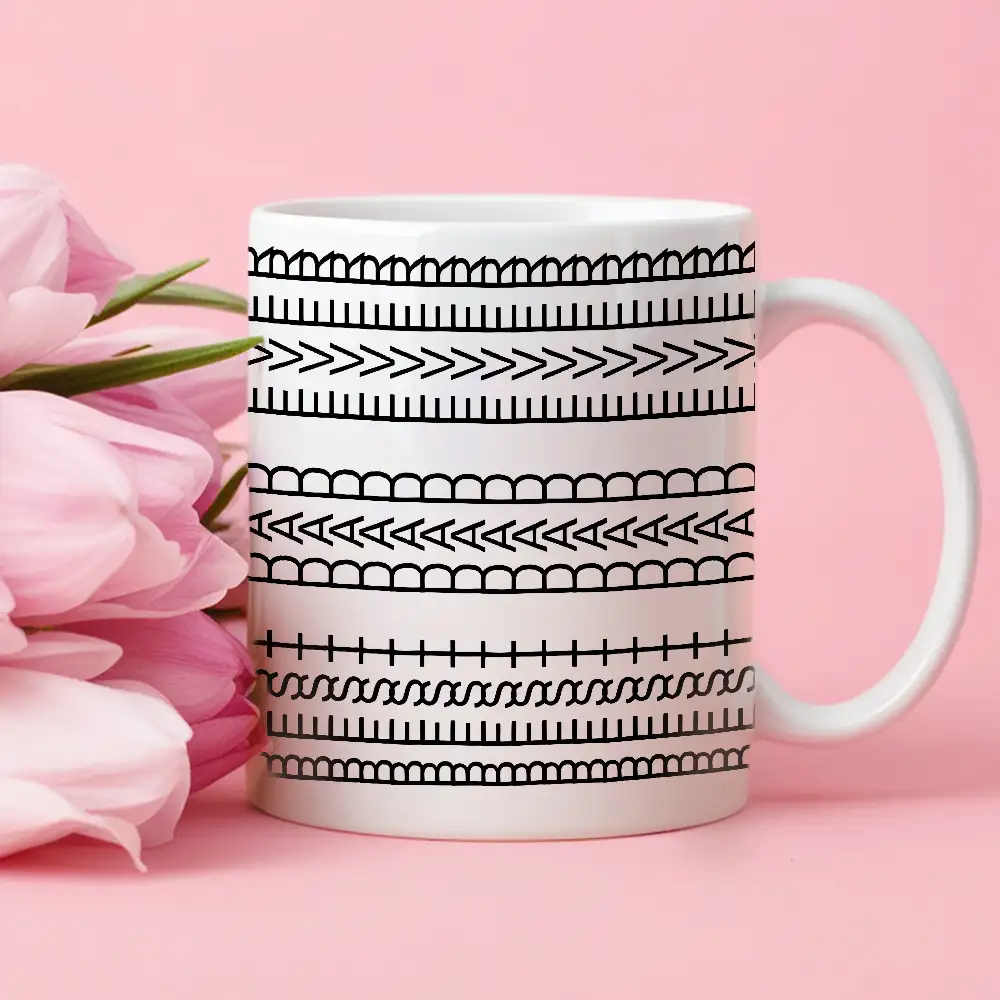 Creative Father’s Day Mug – Abstract Text Pattern Design in White Ceramic Style - Image 2