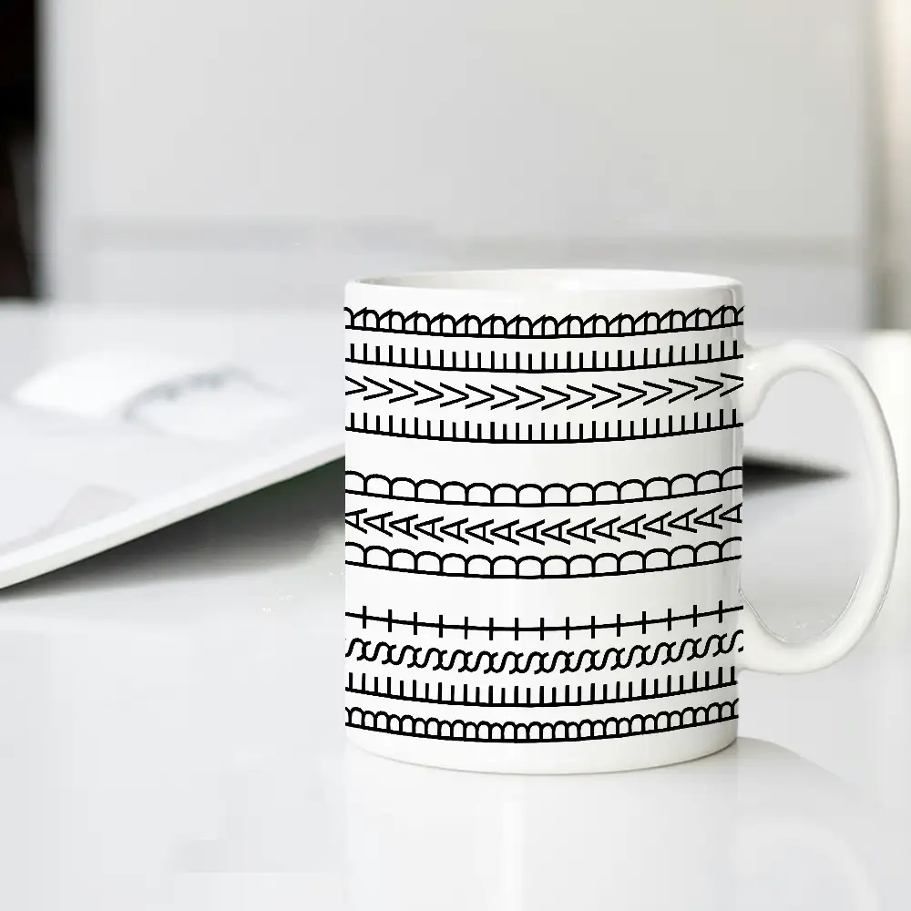 Creative Father’s Day Mug – Abstract Text Pattern Design in White Ceramic Style - Image 4