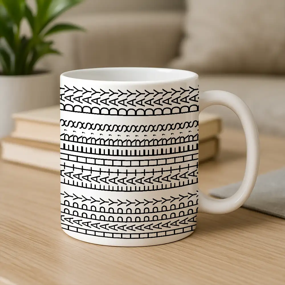 Creative Father’s Day Mug – Abstract Text Pattern Design in White Ceramic Style - Image 6