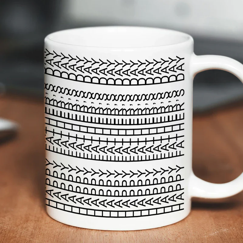 Creative Father’s Day Mug – Abstract Text Pattern Design in White Ceramic Style - Image 7