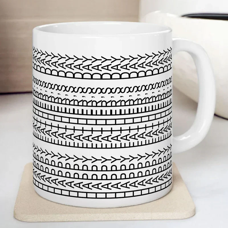 Creative Father’s Day Mug – Abstract Text Pattern Design in White Ceramic Style - Image 9