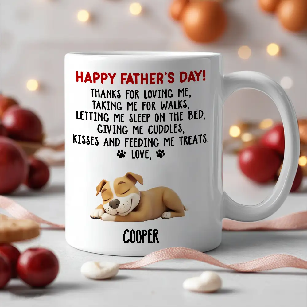 Funny Pet-Themed White Ceramic Mug – Father’s Day Gift for Dog Dads Featuring Sleeping Puppy - Image 5