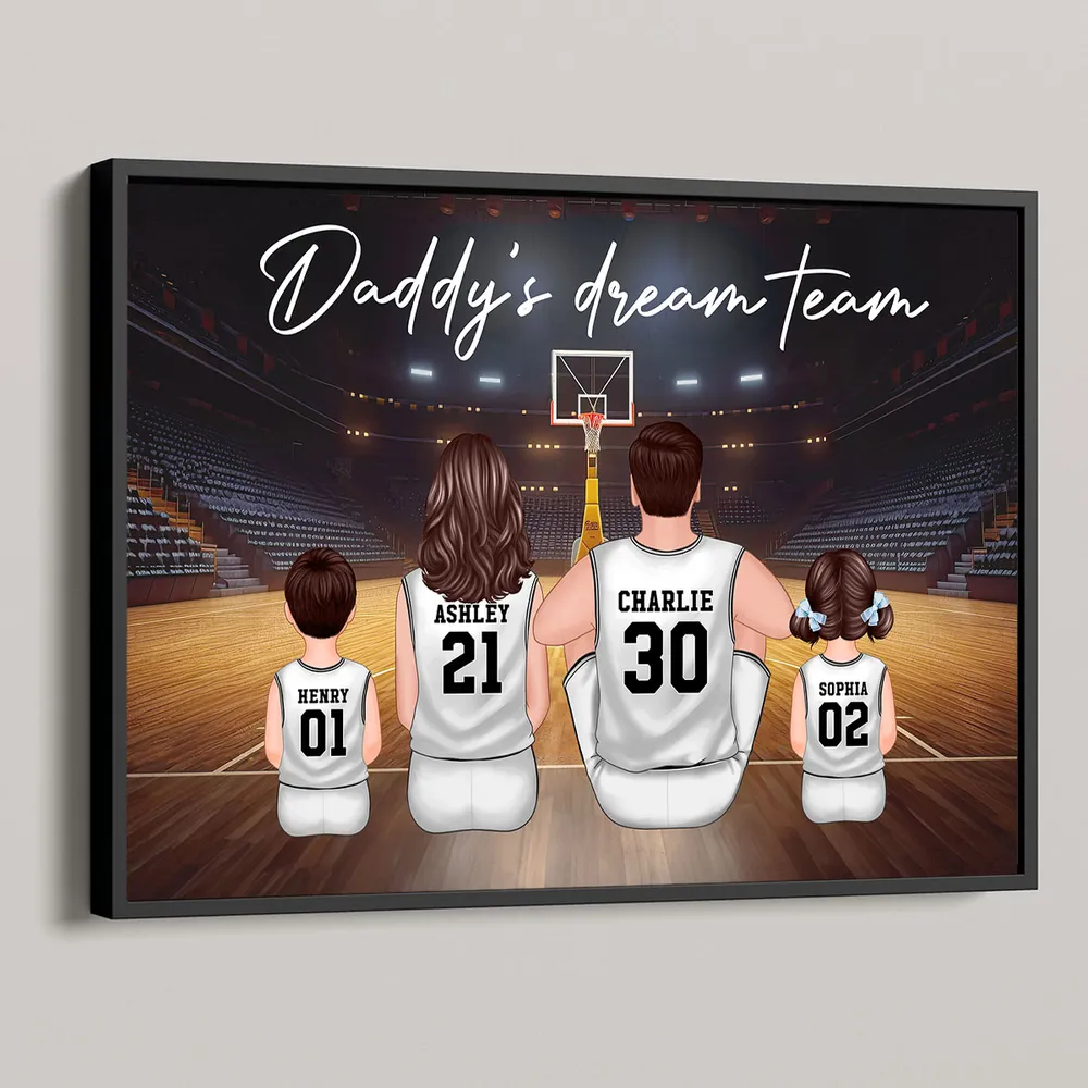 “Daddy’s Dream Team” Personalized Basketball Poster / Canvas – Heartfelt Father’s Day Gift for Dad - Image 3