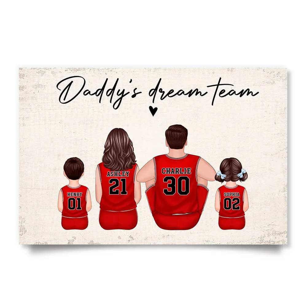 “Daddy’s Dream Team” Personalized Basketball Poster / Canvas – Heartfelt Father’s Day Gift for Dad - Image 5