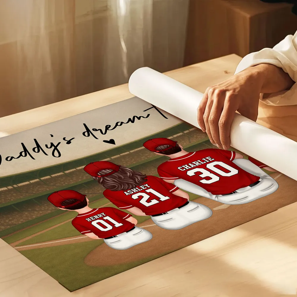 “Daddy’s Dream Team” Personalized Baseball Poster / Canvas – Home-Run Father’s Day Gift - Image 6