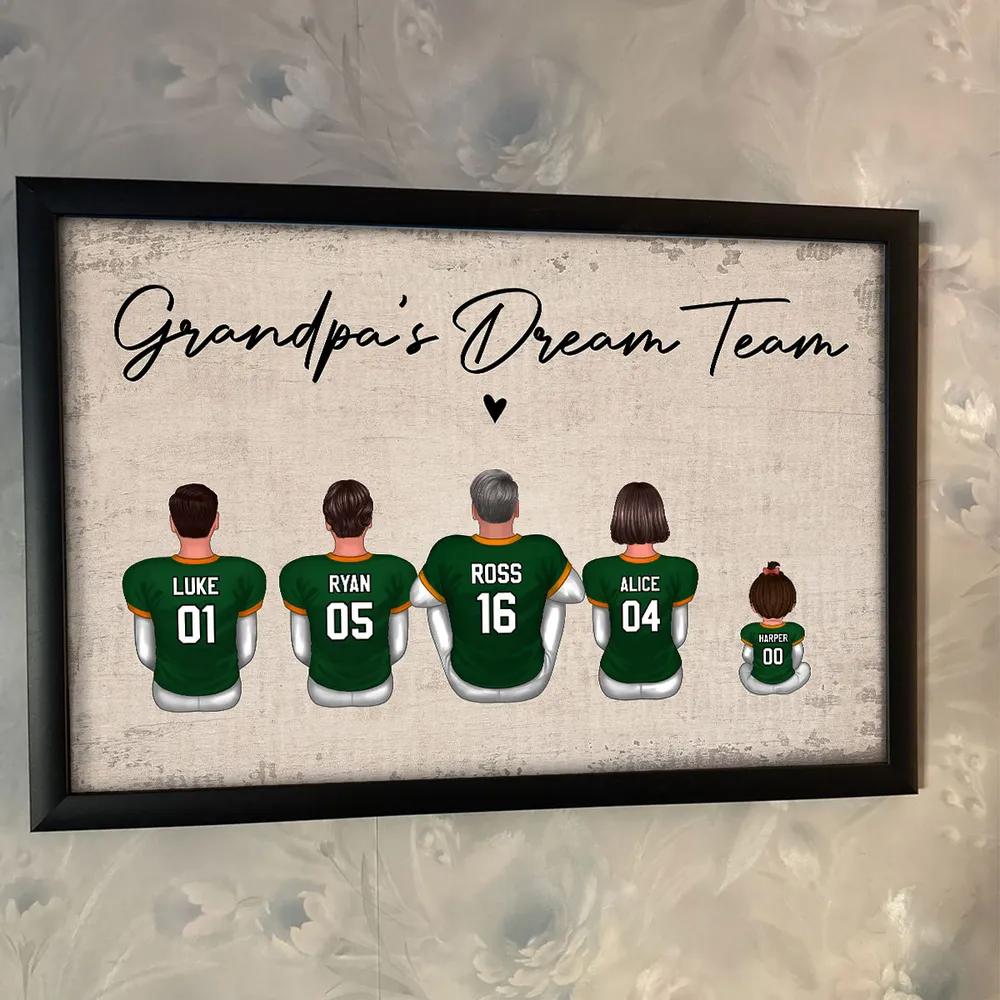 “Daddy’s Dream Team” Personalized Football Poster / Canvas – Classic Navy Jersey Edition - Image 6