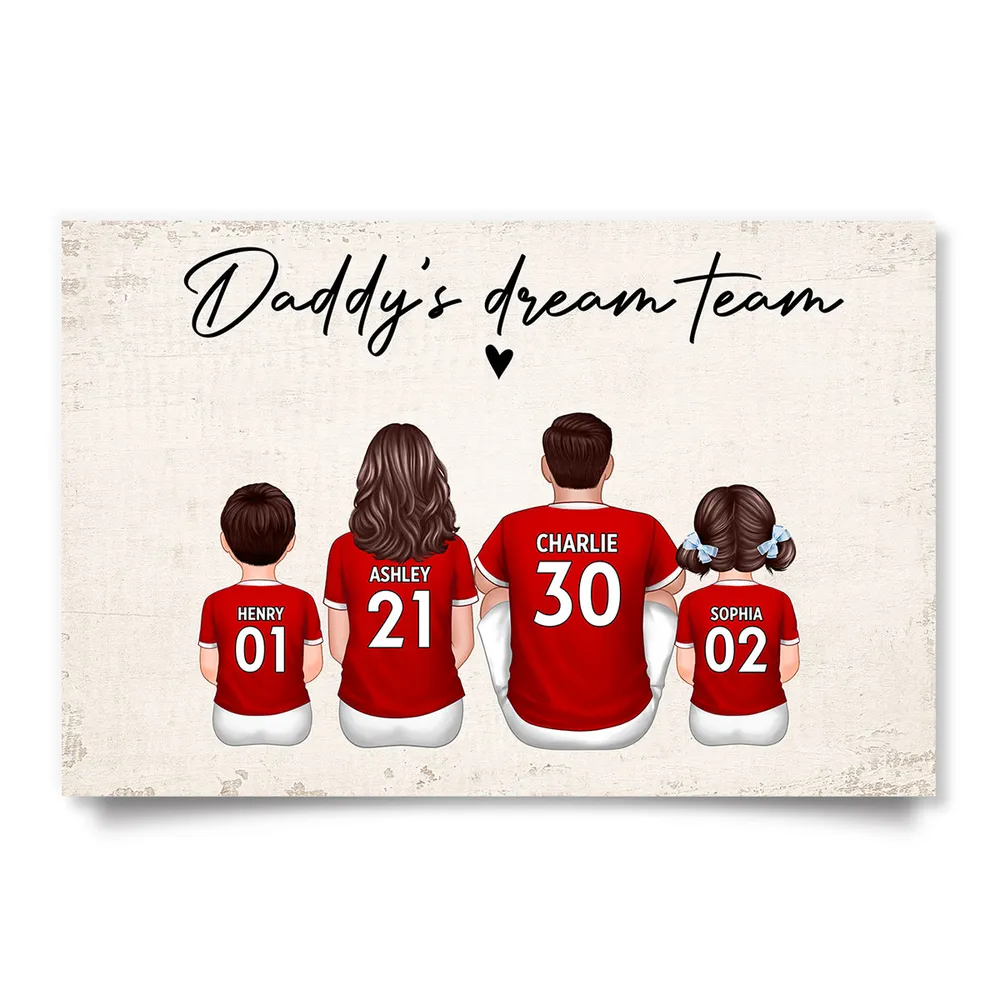 “Daddy’s Dream Team” Personalized Soccer Poster / Canvas – Red Jersey Father’s Day Edition - Image 5