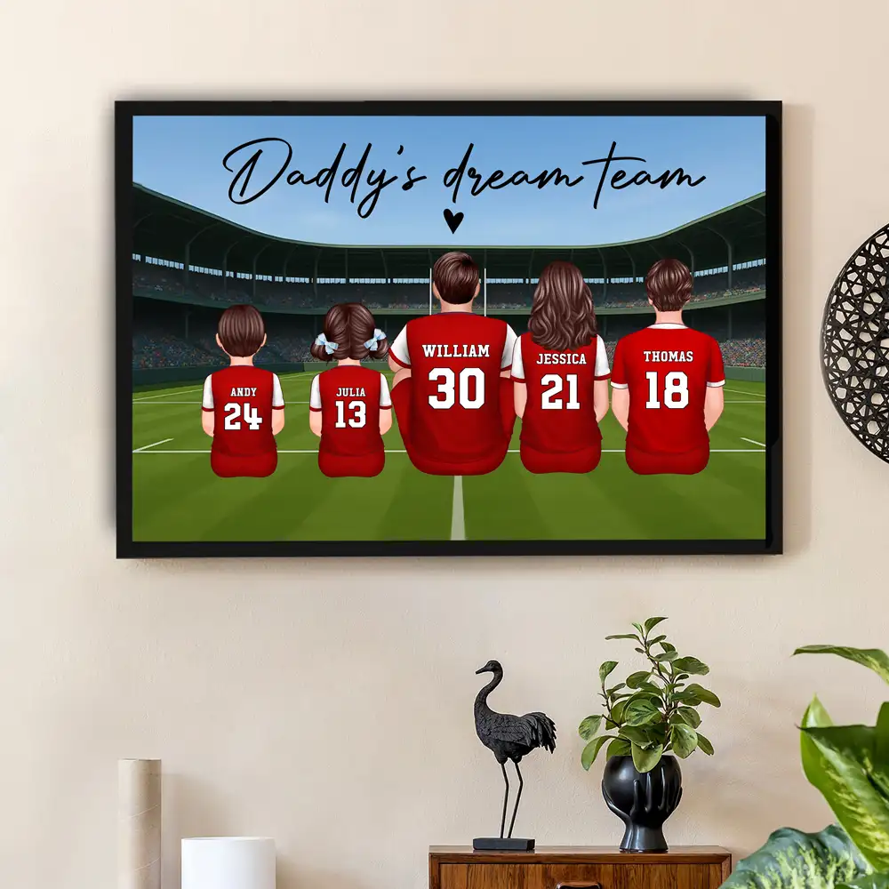 Dad’s Dream Team Socer Print – Personalized Stadium Scene Gift for Sports-Loving Fathers