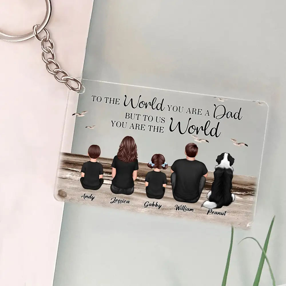 “To the World You Are a Dad” Personalized Keychain – Beach Scene Father’s Day Edition - Image 3