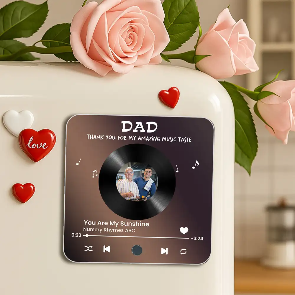 “DAD – Thank You for My Amazing Music Taste” Fridge Magnet – Personalized Photo Gift for Father - Image 3