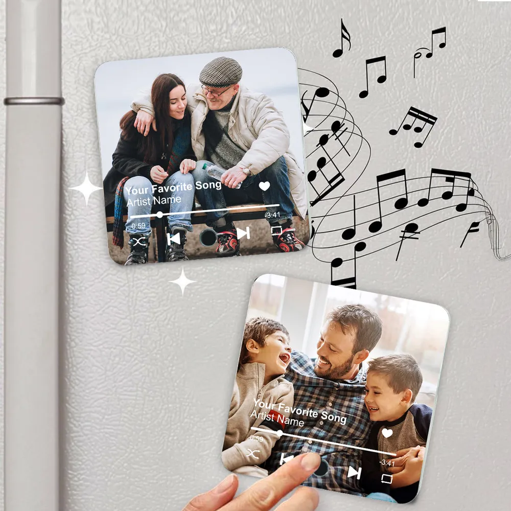 Personalized Acrylic Music Magnet – Custom Father’s Day Gift, Featuring Family Photo and Song Lyrics - Image 6