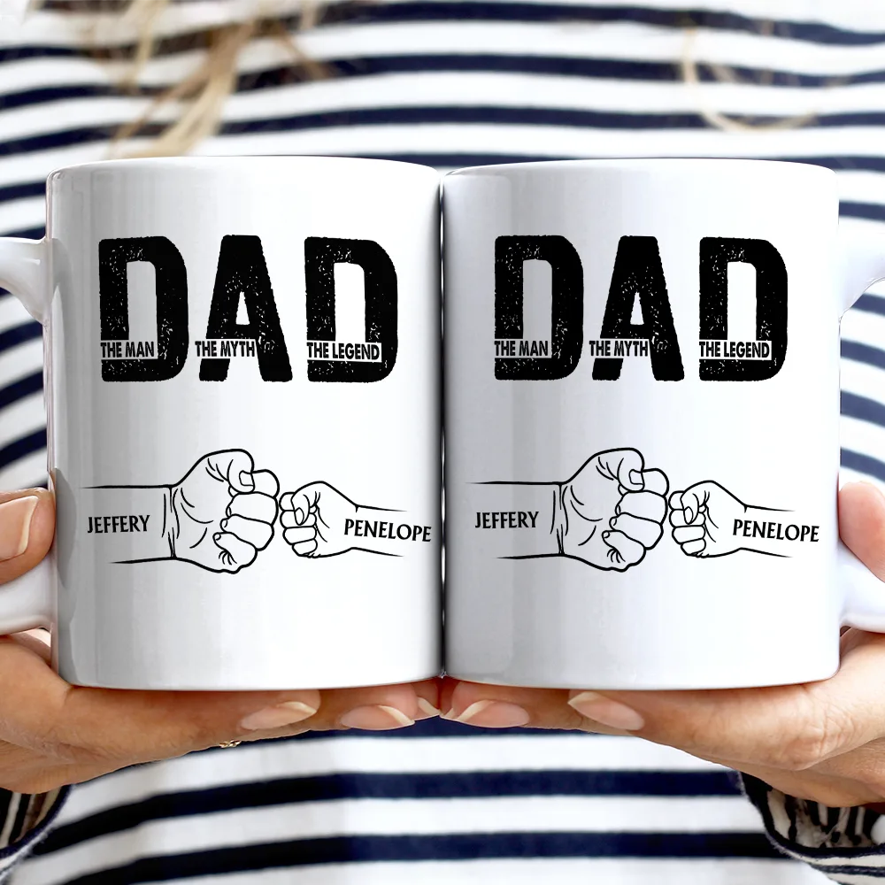 “DAD – The Man The Myth The Legend” Fist-Bump Mug – Custom Kids’ Names, Father’s Day Gift - Image 5