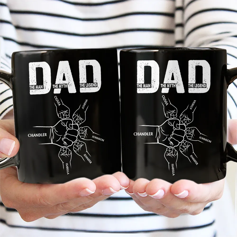 “DAD – The Man The Myth The Legend” Fist-Bump Mug – Custom Kids’ Names, Father’s Day Gift - Image 6