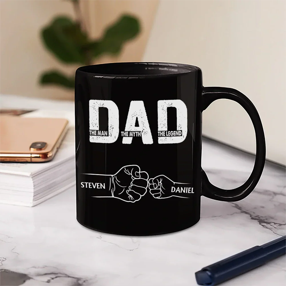 “DAD – The Man The Myth The Legend” Fist-Bump Mug – Custom Kids’ Names, Father’s Day Gift - Image 8
