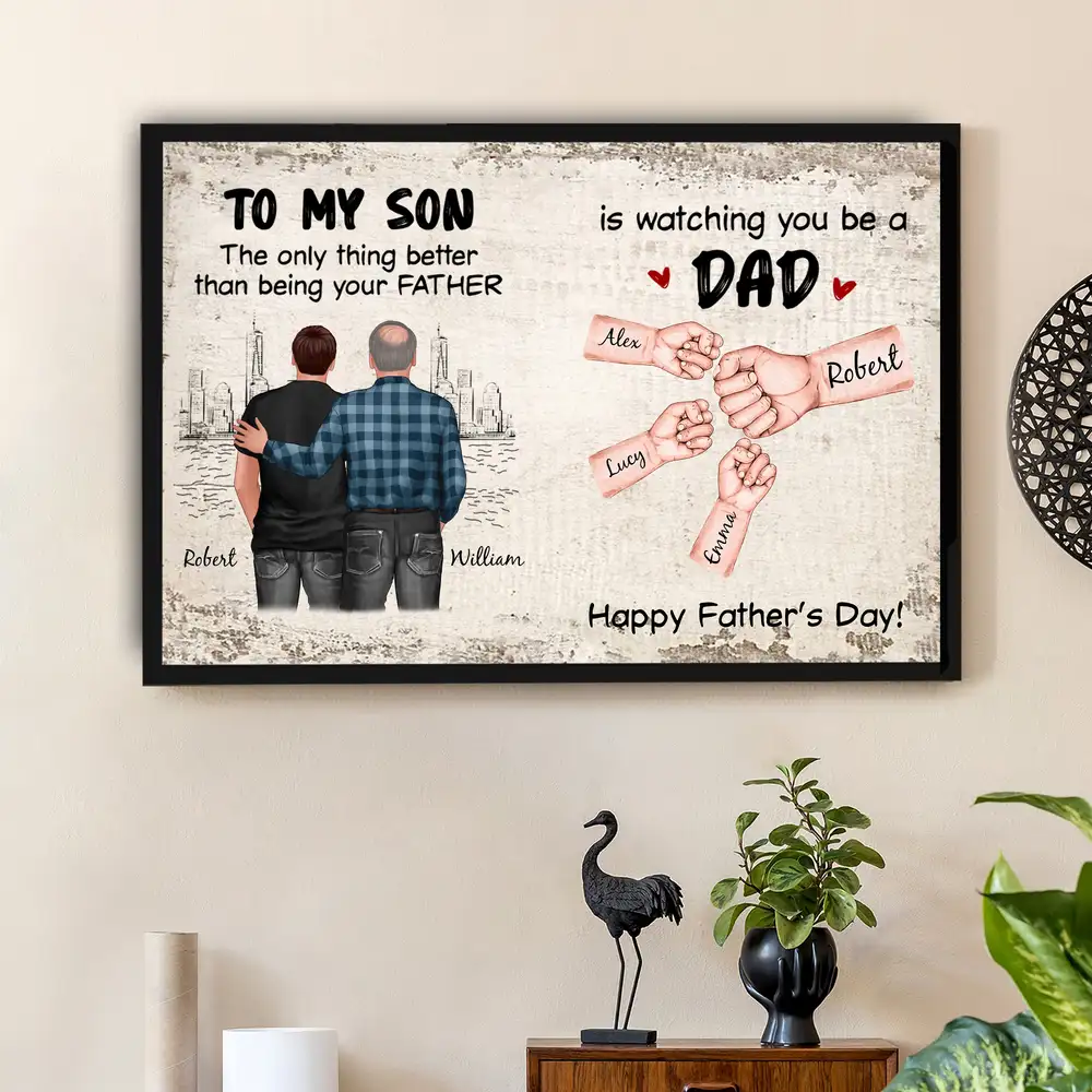 "To My Son – I Will Always Carry You in My Heart" Personalized Poster, Heartfelt Gift from Mom Dad - Image 4