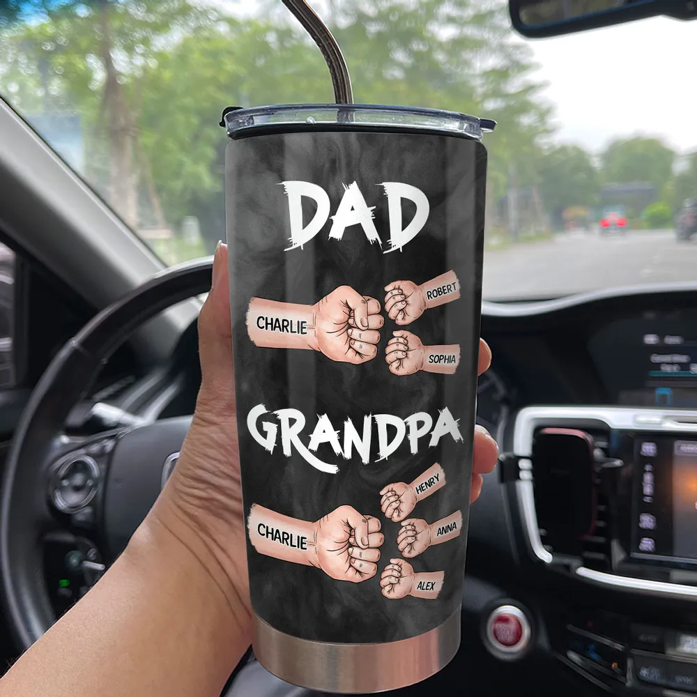 “Dad & Grandpa” Insulated Travel Tumbler - Fist-Bump Design, Custom Names, Heart-Warming Family Present - Image 6
