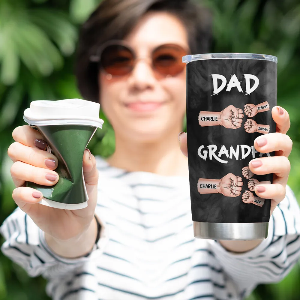 “Dad & Grandpa” Insulated Travel Tumbler - Fist-Bump Design, Custom Names, Heart-Warming Family Present - Image 7