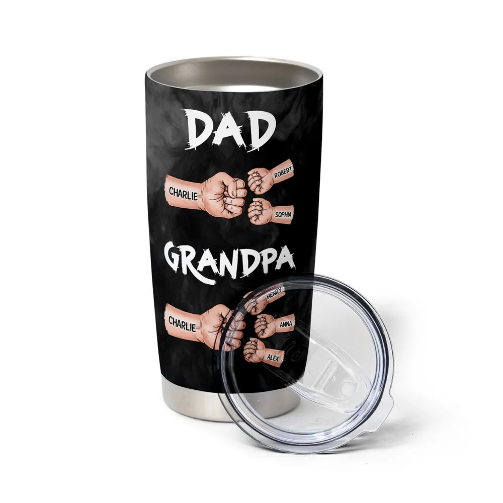 “Dad & Grandpa” Insulated Travel Tumbler - Fist-Bump Design, Custom Names, Heart-Warming Family Present - Image 8