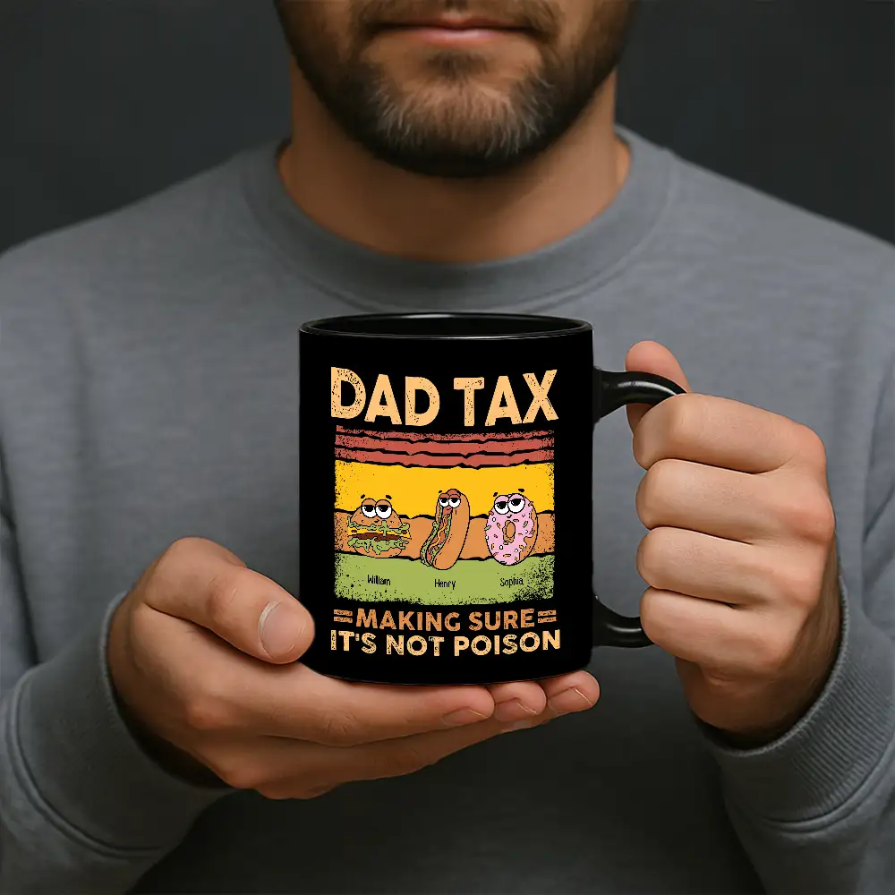 Funny Father’s Day Classic Tee – Personalized Donut, Burger & Hotdog with Kids' Names - Image 5