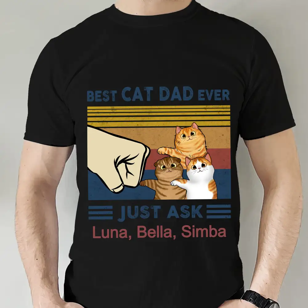 Best Cat Dad Ever Just Ask Peanut – Personalized Classic Tee for Cat Lovers - Image 3
