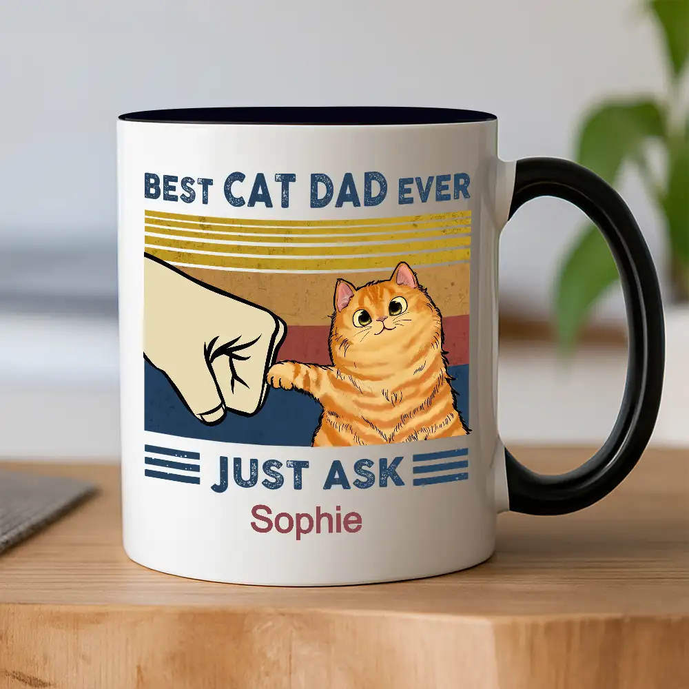 Best Cat Dad Ever Just Ask Peanut – Personalized Classic Tee for Cat Lovers - Image 5