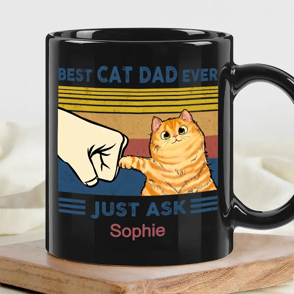 Best Cat Dad Ever Just Ask Peanut – Personalized Classic Tee for Cat Lovers - Image 7
