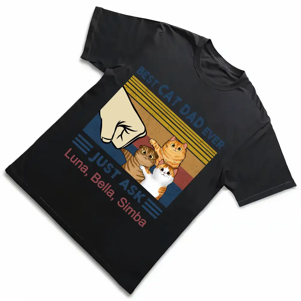 Best Cat Dad Ever Just Ask Peanut – Personalized Classic Tee for Cat Lovers - Image 8
